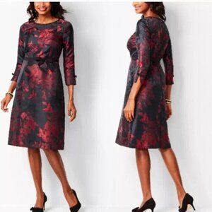 Talbots Red and Black Floral Midi Dress